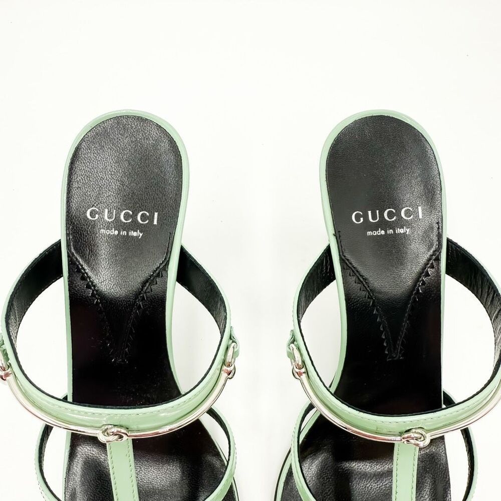 Gucci Horsebit Regent Slim Sandals Patent Leather Strappy Heels - Picture 4 of 12